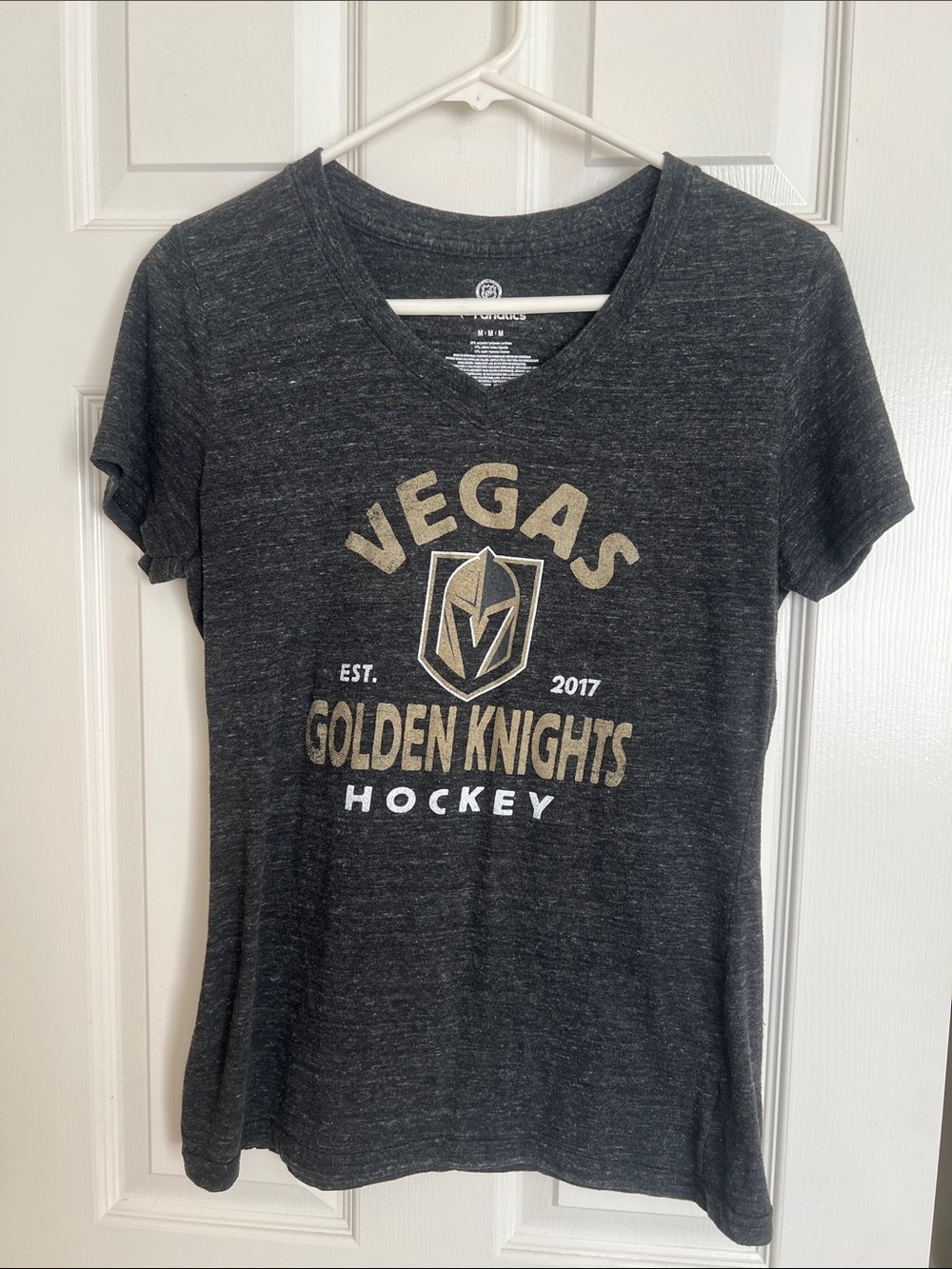 Fanatics Vegas Golden Knights Dark Gray V-Neck Tee with Gold and White Logo